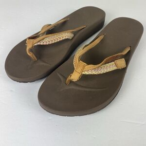 Teva Azure 2 Straps Flip Flops Sandals Women Sz 8 Brown Beach Vacation Outdoors